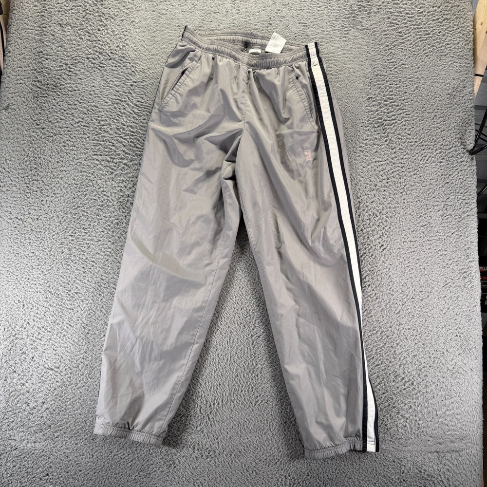 Vintage Adidas Pant Mens M Gray Polyester Track Tapered Leg Mesh Lined Sports